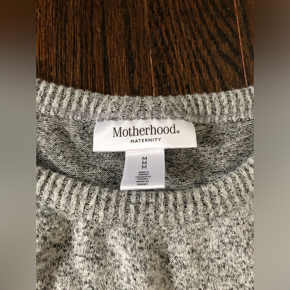 Motherhood Maternity M Grey Long-Sleeved Tie-Waist Midi Sweater Dress w/Pockets - Picture 5 of 10
